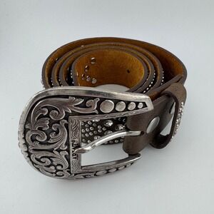 Ariat Brown Leather Western Belt Studded 2007 Limited Edition Buckle 6260